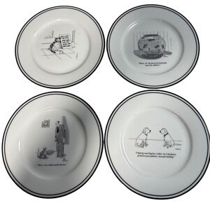 vintage 90s Y2K 4 Restoration Hardware The New Yorker Cartoon Plates Funny Pun